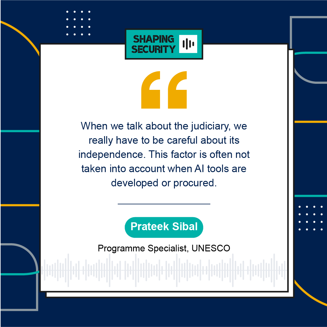 When we talk about the judiciary, we really have to be careful about its independence. This factor is often not aken into account when AI tools are developed.
